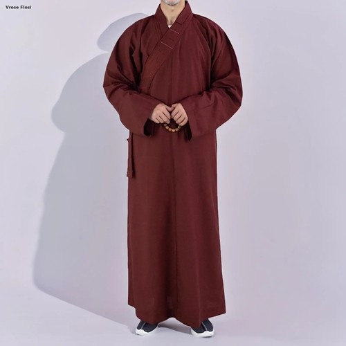 2024 Chinese Clothing Long Robes Buddhist Clothing for Adult Men Meditation Gown - Picture 18 of 29