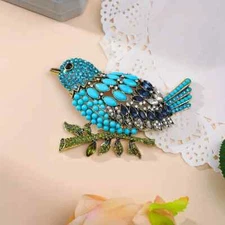 Vintage exaggerated large swallow bird brooch crystal Rhinestone clothing pin