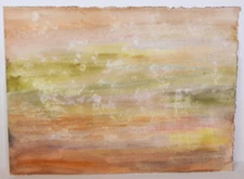 14" Watercolor Abstract Art Shaner Winter Landscape Snowflakes Rainbow