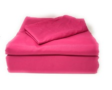 Tache 4 Piece Super Soft Solid Pink Flat  Fitted Bed Sheet  Pillowcase Set