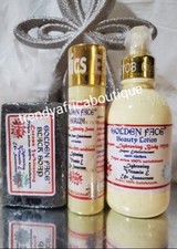 Golden Face Beauty body lotion, serum  Black Soap set. Evob COSTMETICS