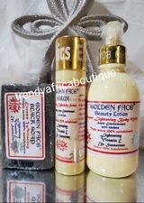  Golden Face Beauty body lotion, serum & Black Soap set. Evob COSTMETICS 