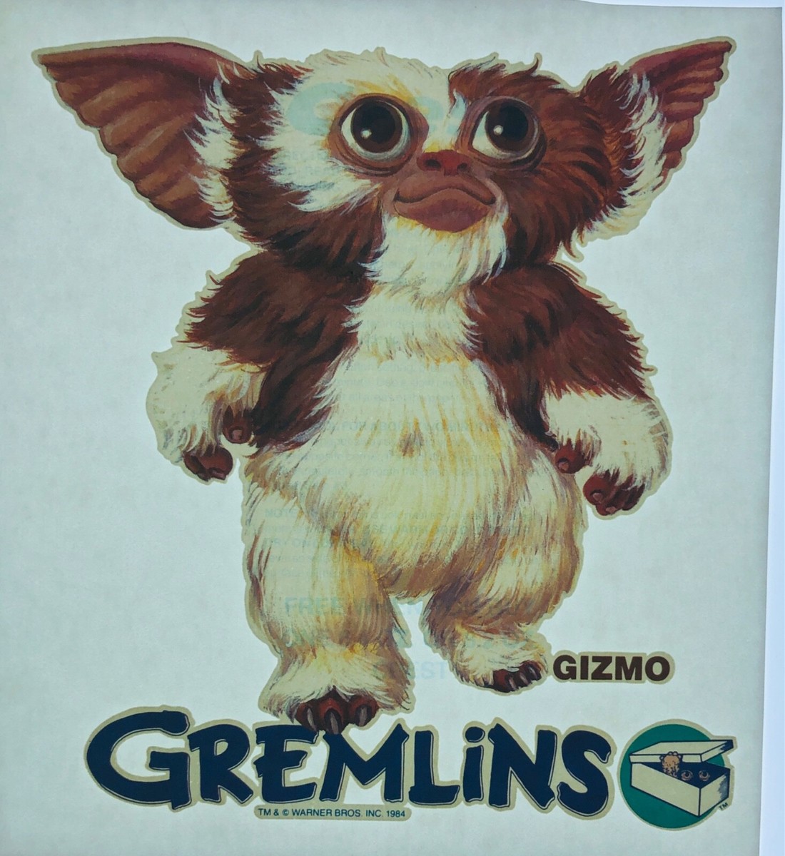 GREMLINS GIZMO ヴィンテージ カーテン1984年 Original Vintage 1984 Gremlins Movie Gizmo Iron On Transfer