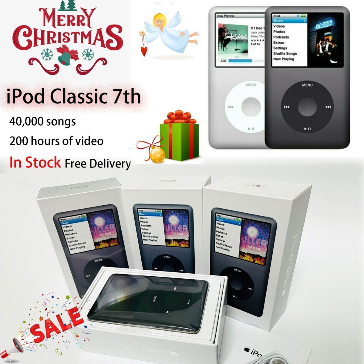 ブラック iPod classic 第7世代 160GB アイポッド本体 T New Apple iPod Classic 7th Generation 1TB Black (Latest