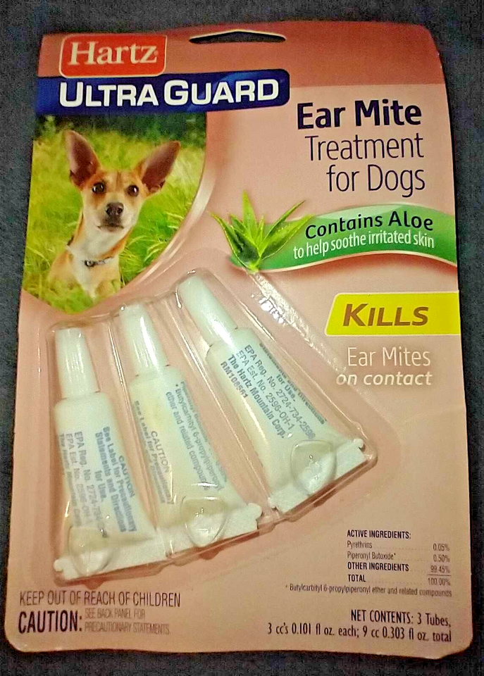 Hartz UltraGuard EAR MITE TREATMENT for DOGS w/ ALOE Soothe Irritated