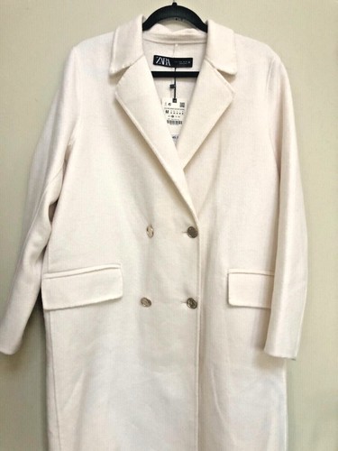 ZARA WOMEN NEW WOOL BLEND WHIITE OVERSIZED COAT Double Faced 4070/221 M - Picture 6 of 6