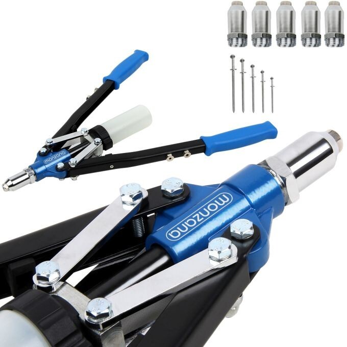 Outils de garage pour fixation de tôles avec pince à riveter et récipient collecteur