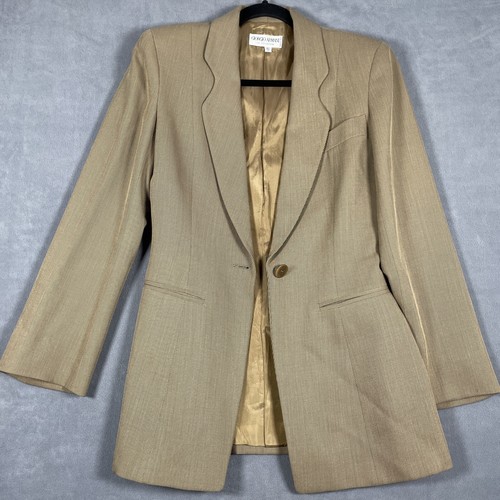 Vintage Giorgio Armani Le Collezioni Damen Blazer Jacke Ein Knopf Hellbraun Braun - Bild 5 von 13