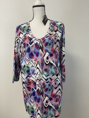 MIA MODA Blouse Womens 20 Tie Dye Shirt Colorful Floral Tee Tunic Top N191