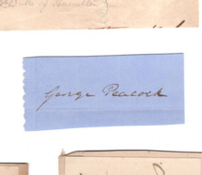 George Peacock (1791-1858) Signed Clip / Autographed Mathematician