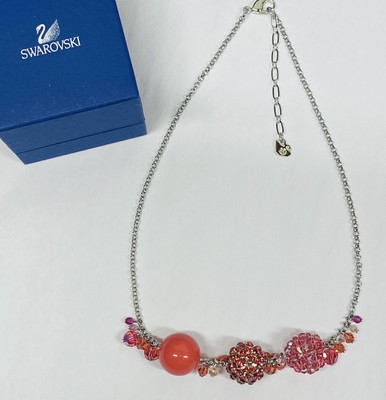 Swarovski Halskette Rhum Perlen Kristall Discokugeln Rosa Silber Choker ohne Box