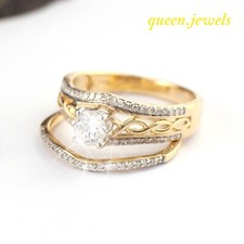 14K Two-Tone Gold Over 2.65CT Lab-Created Round Cut Diamond Engagement Ring Set