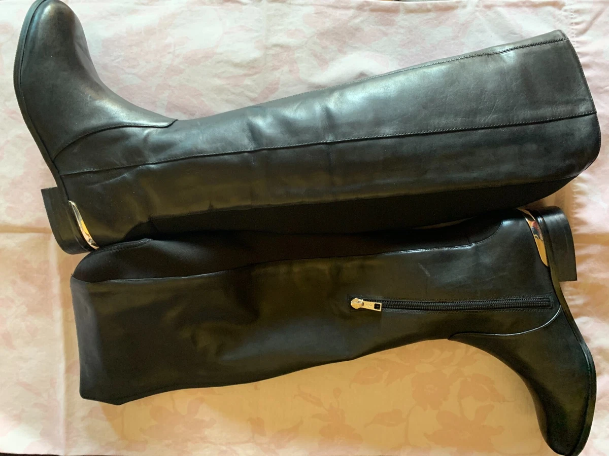 Ann Taylor over the knee boots 6 1 2 M black gold trim eBay