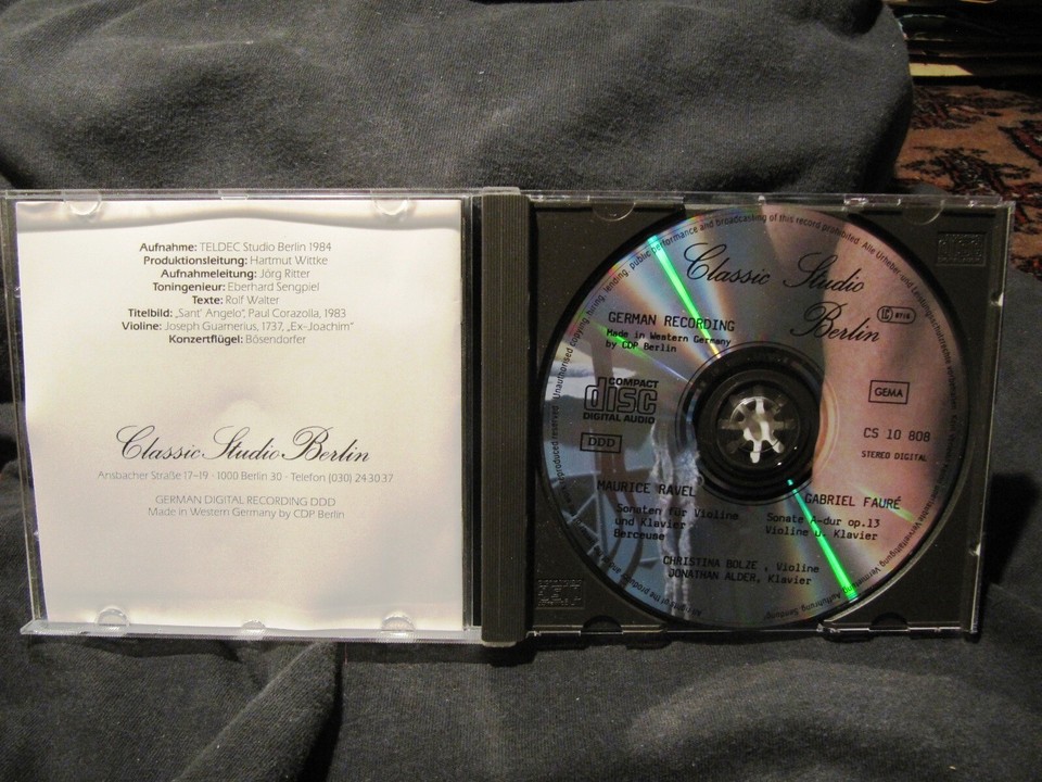 CHRISTINA BOLZE Violin Jonathan Alder Piano RAVEL G Major FAURE Sonata