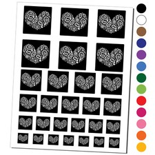 Paisley Heart On Square Temporary Tattoo Water Resistant Set