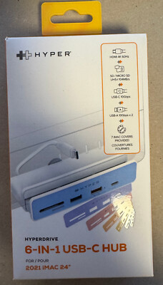 Hyper HyperDrive 6-in-1 USB-C Hub für iMac 24'', inkl. Farbabdeckungen, weiß
