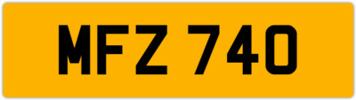 MFZ 740 M 3x3 DATELESS PRIVATE NUMBER PLATE MAT MATT MARK MICK MIK MIC MEL MAX