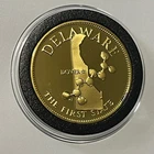 Delaware State Proof Coin 24k Gold over Sterling Silver Rare Collector Round