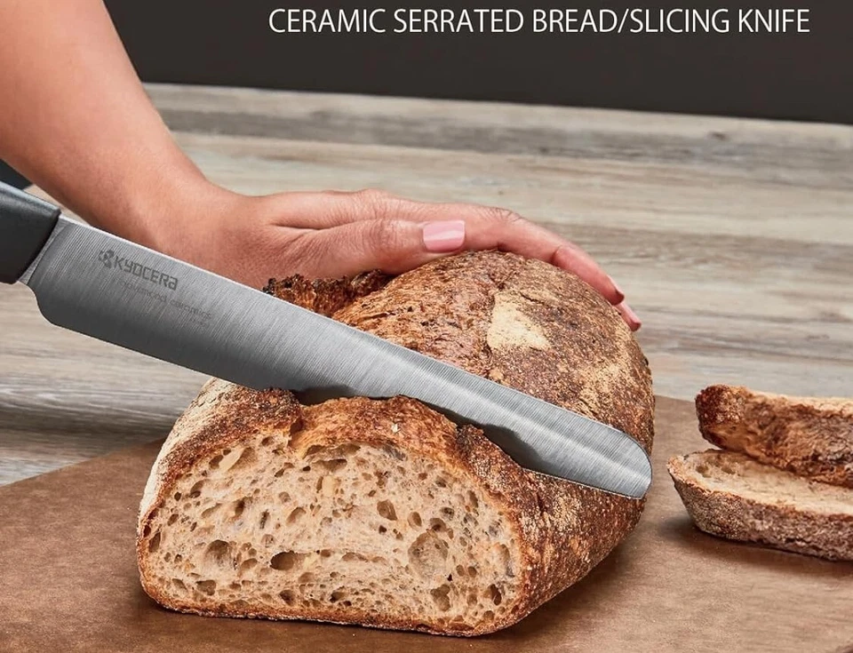 Cuchillo para pan de cerámica Kyocera longitud de hoja negra = 7 pulgadas F/S #1004 Foto 2 de 2