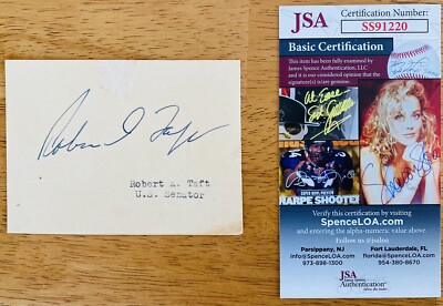 Robert A Taft Signed Autographed 3x4 Card JSA Cert Senator Ohio Majority Leader