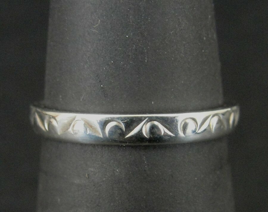 Ring Silver Band with Design Stackable Sterling 9… - image 4