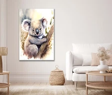 Baby Koala Bear Sitting on Tree Animal Canvas Unframed or Poster Print Wall Art