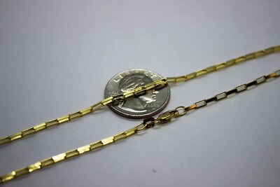 14K massive Gelbgold Box offene Gliederkette Halskette 1,5 mm oder 2 mm 16'' - 24''