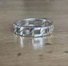 Vintage Sterling Silver Paperclip Chain Link Ring Band Sz 10.5
