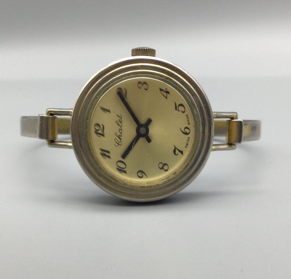 Antigo Relógio Chalé Feminino 29mm Tom Dourado Pulseira Fabricada na Suíça Vento Manual 6,25" - Imagem 4 de 4