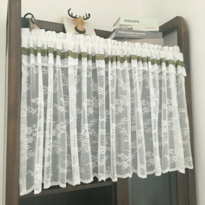 1PC Spitze Netz Kurz Halb Vorhangstange Taschen Für Küchentür Closet Wardrobe