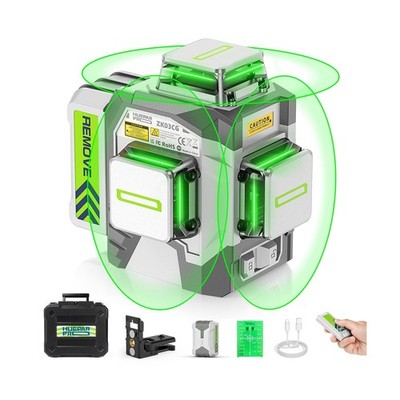 Huepar Pro Laser Level 360 Self Leveling, 3x360° High Accuracy Green Cross 