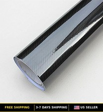 4D Black Carbon Fiber Vinyl Wrap Sticker - High Gloss Air Release Sticker 30"x60