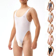 Comfortable and Stylish Gray Thong Singlet Sport Leotard Tank Top for Men