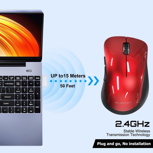 2.4GHz Silent Wireless Mouse, 1200 DPI Optical Cordless With USB Receiver, Er... - Picture 5 of 6