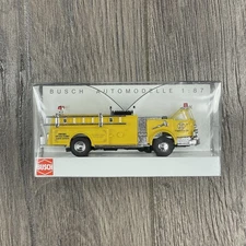 Busch HO Scale 1/87 US Feuerwehr Open Cab Yellow Pumper Fire Department 46012