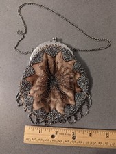 Beaded Victorian Coin Purse With Chain---- Free Shipping