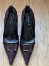 PANCALDI made in Italy women shoes 7.5B black/burgundy vintage 2 1/2 heel