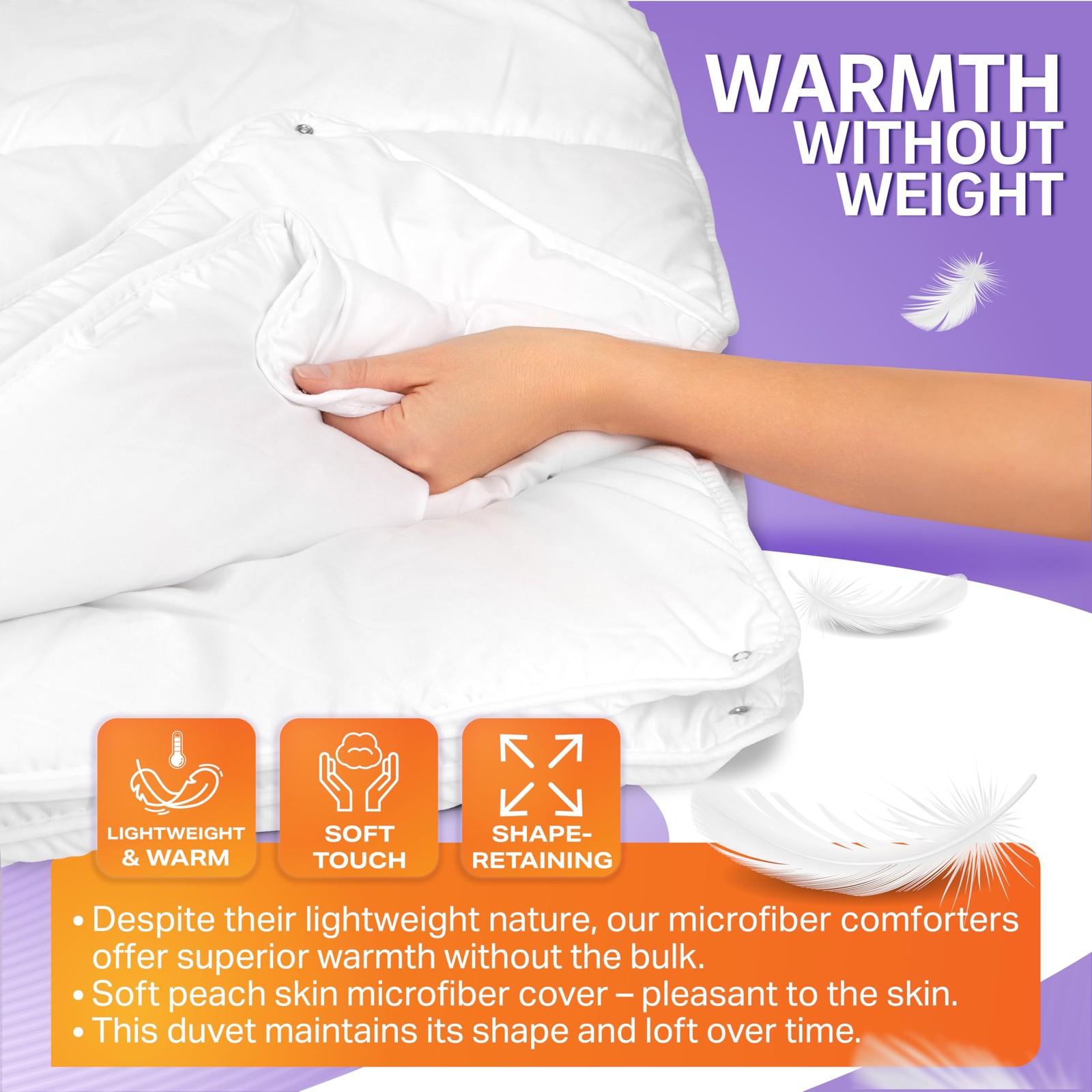 Couette 4 Saisons 135x200 Modulable et Lavable en Microfibre Blanche