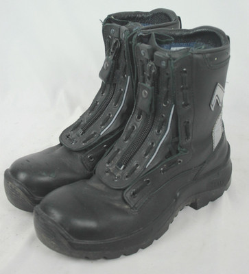 HAIX BLACK LEATHER SAFETY TOE EMT, EMS LAW ENFORCEMENT BOOTS SIZE 8 WIDE US VGC!