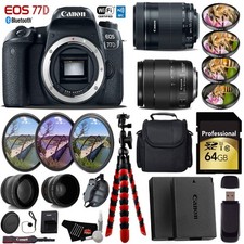 Canon EOS 77D DSLR Camera 18-135mm USM Lens 55-250mm is USM Lens UV FLD CPL