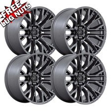 Set-4 Fuel D848 Rebar 20x9 6x139.7 Matte Gunmetal 1mm Wheels Rims 20 Inch