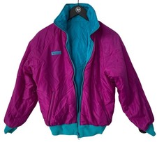 Vintage 90s Columbia Jacket Medium Puffer Reversible Zip Blue Outerwear Gorpcore