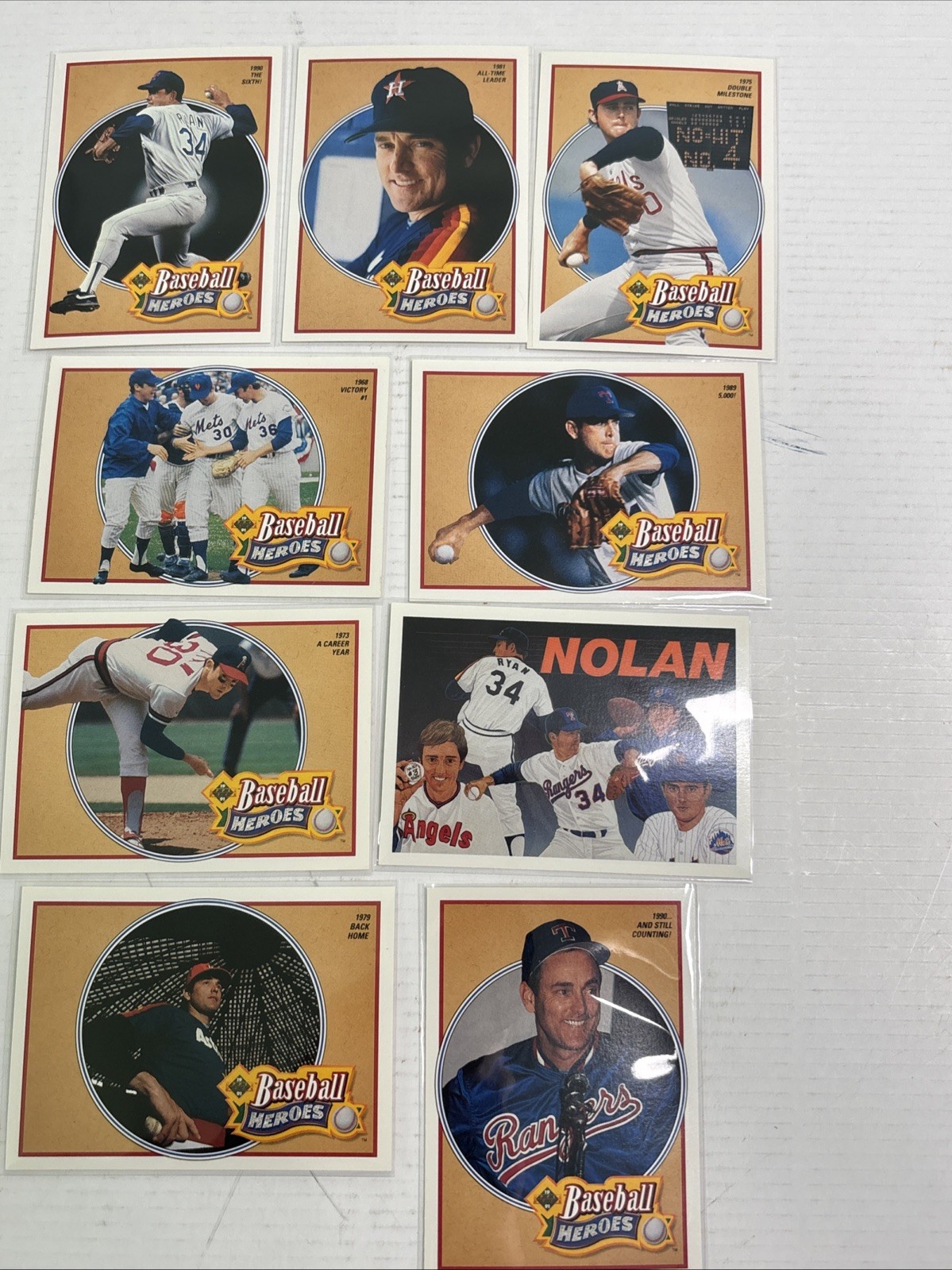 1991 Upper Deck Baseball Heroes Nolan Ryan 10 Card Set- #10-18