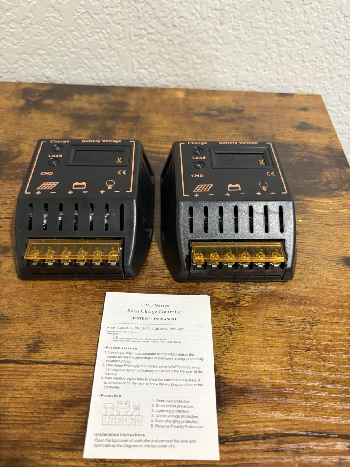 x2 15 amp CMD-2415 Solar Charge Controller CMD2415 12V/24V