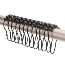 2lbDepot Shower Curtain Rings Hooks - Black Finish - Premium 18/8 Stainless S...