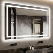 40"x32" LED Bathroom Mirror with Dimmable Backlit Frontlit 3 Color Anti-Fog