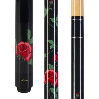 Black Rose Pool Cue Stick 58'' Canadian Hard Rock Maple 13mm Tip - Unique Design