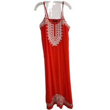 THML Embroidered Spaghetti Strap Maxi Dress Orange Size S Boho Festival Hippie