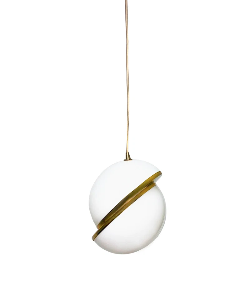 Lámpara Colgante Globo Bianca 6′′ - Acrílico Blanco y Latón Foto 2 de 4