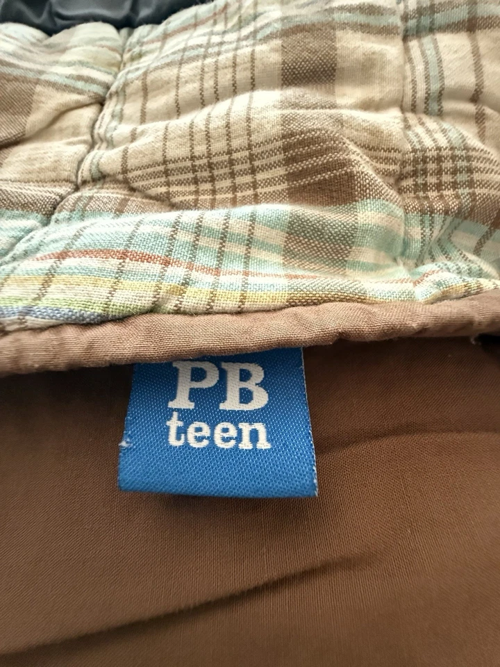 Pottery Barn Kids Patchwork Brown Blue Quilt Comforter Twin 84”x 64” See Pics - Image 2 of 4